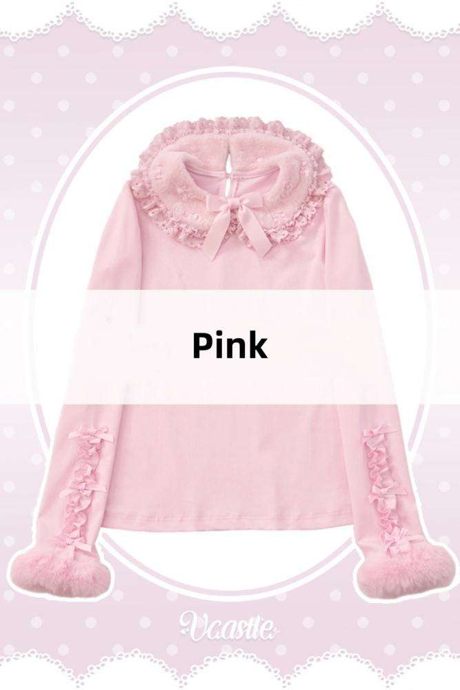 V-castle Flip Collar Plush Lolita Top
