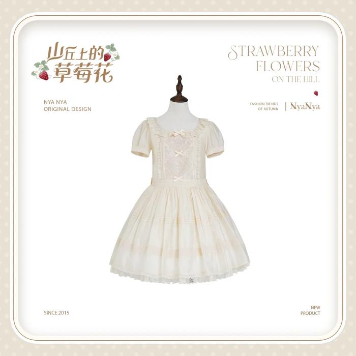 NyaNya Lolita Strawberry on the Hill Embroidery Lolita OP 4 Colors