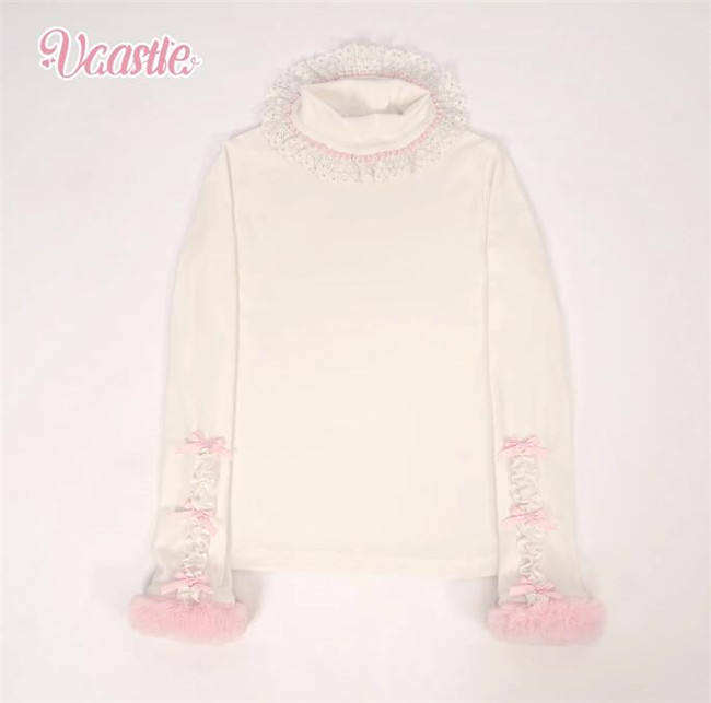 V-castle Roll Collar Long Sleeves Knitwear