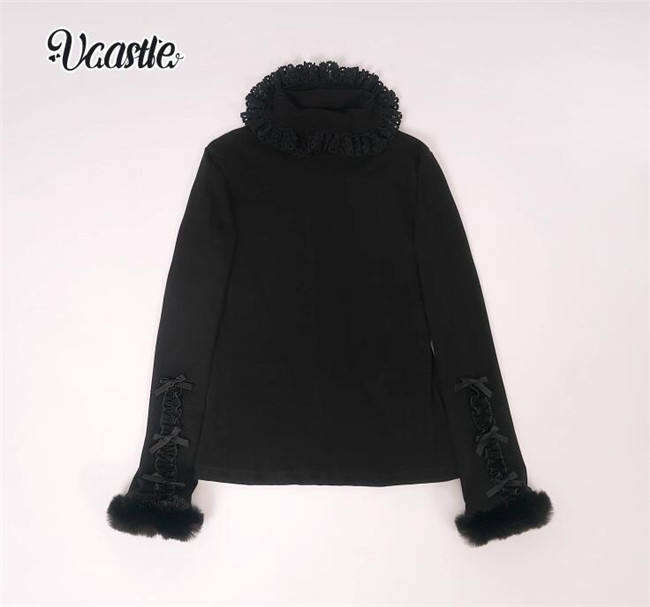 V-castle Roll Collar Long Sleeves Knitwear