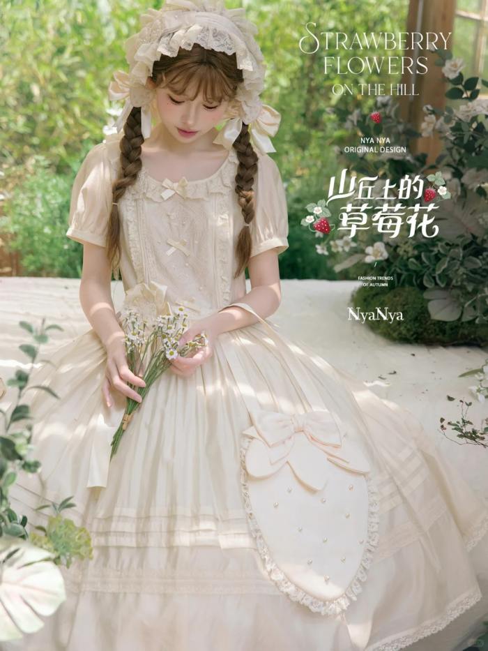 NyaNya Lolita Strawberry on the Hill Embroidery Lolita OP 4 Colors
