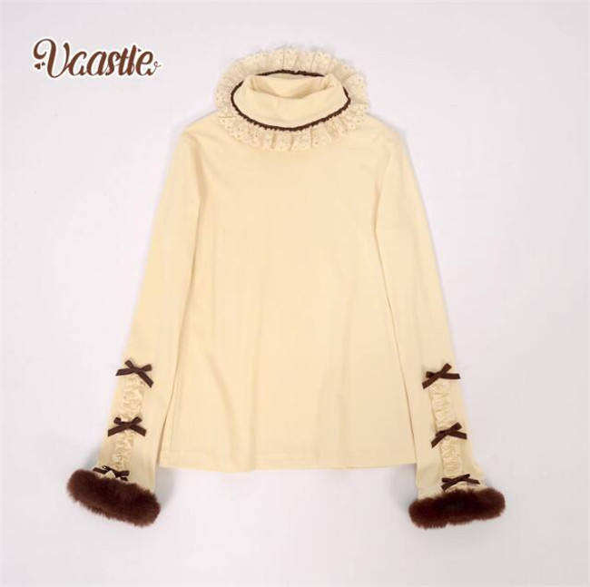 V-castle Roll Collar Long Sleeves Knitwear