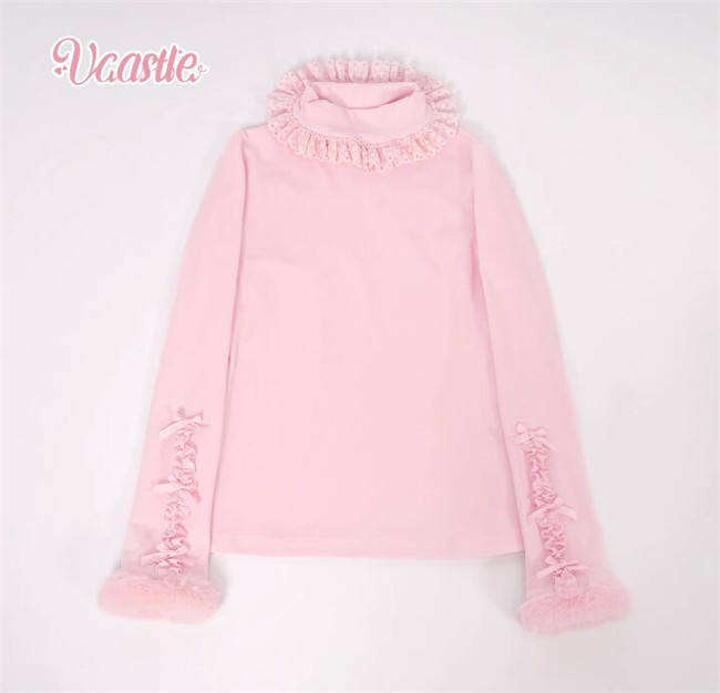 V-castle Roll Collar Long Sleeves Knitwear