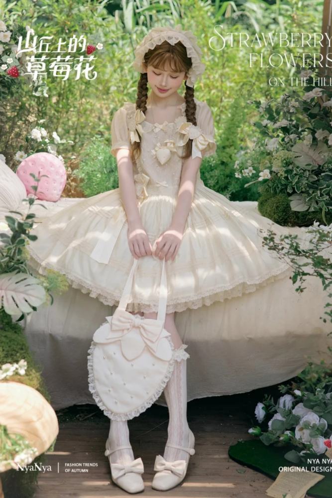 NyaNya Lolita Strawberry on the Hill Embroidery Lolita OP 4 Colors