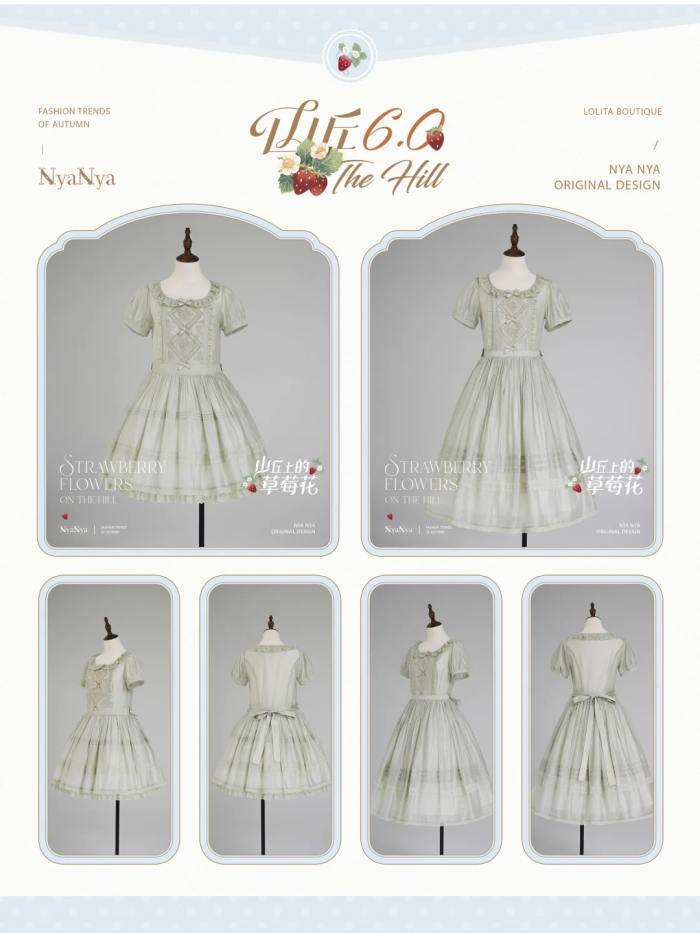 NyaNya Lolita Strawberry on the Hill Embroidery Lolita OP 4 Colors