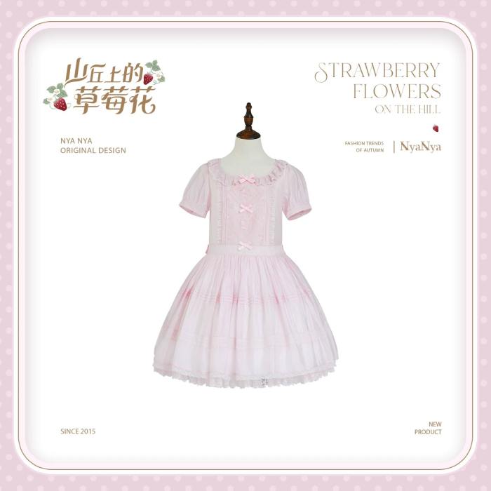 NyaNya Lolita Strawberry on the Hill Embroidery Lolita OP 4 Colors