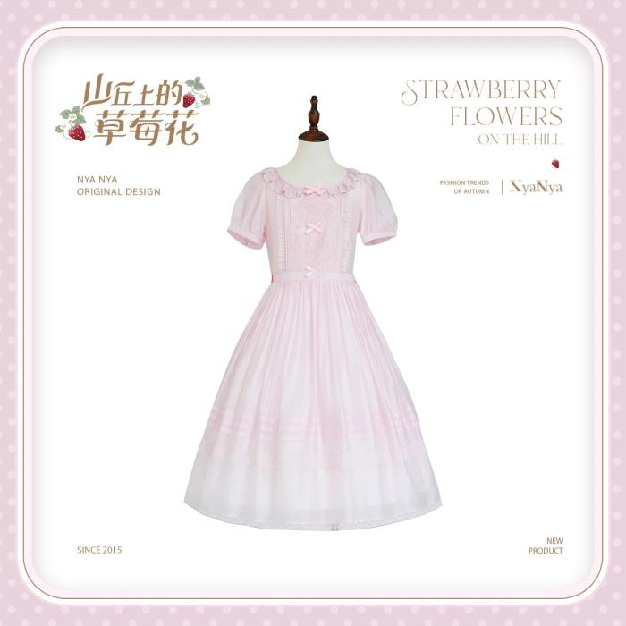 NyaNya Lolita Strawberry on the Hill Embroidery Lolita OP 4 Colors