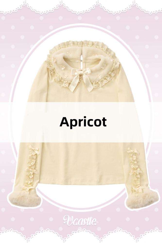 V-castle Flip Collar Plush Lolita Top