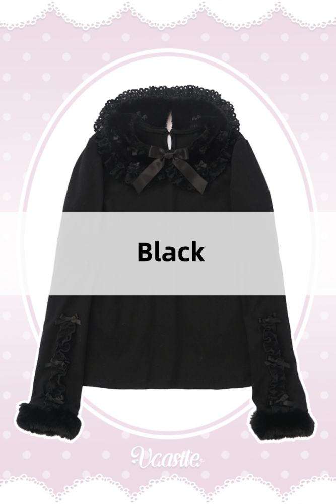 V-castle Flip Collar Plush Lolita Top