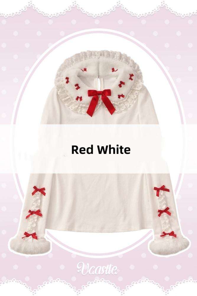 V-castle Flip Collar Plush Lolita Top
