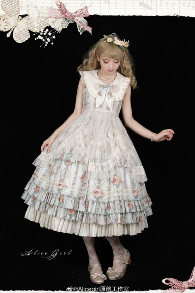 Alice Girl Floral Embroidery Lolita Apron Mesh Overdress 3 Colors