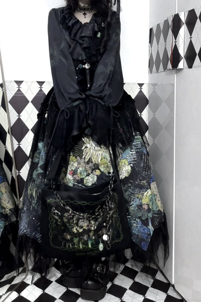 Bone Garden Gothic Lolita Tote Bag Waist Chain and Corsage