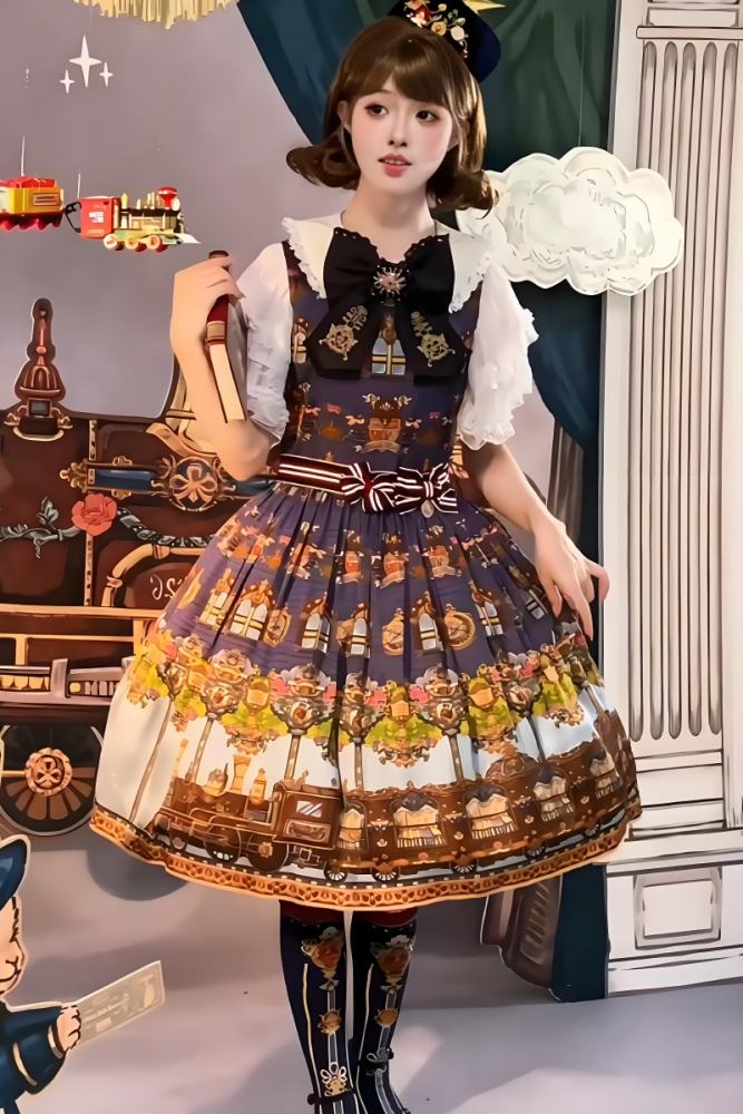 Drunk Coco The Train to Fairy Tale Town Lolita Hat Tie and Socks