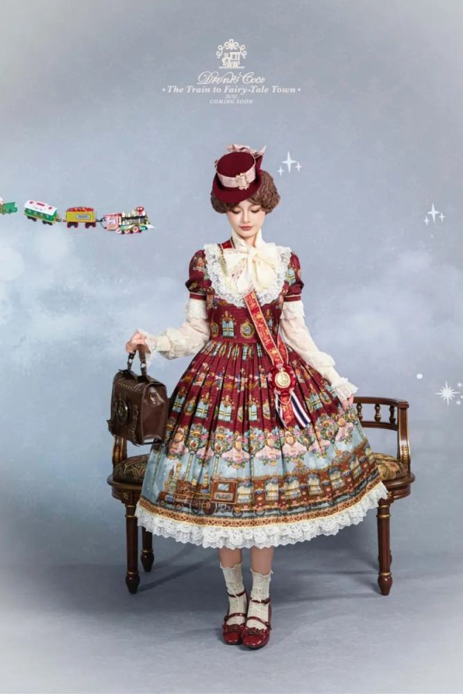Drunk Coco The Train to Fairy Tale Town Lolita Hat Tie and Socks