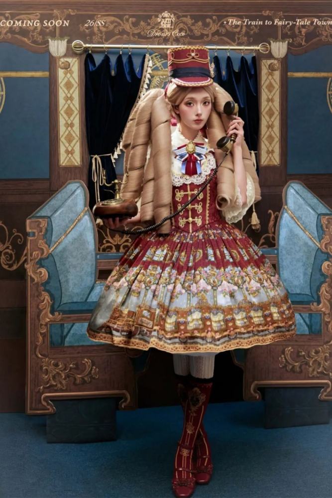 Drunk Coco The Train to Fairy Tale Town Lolita Hat Tie and Socks