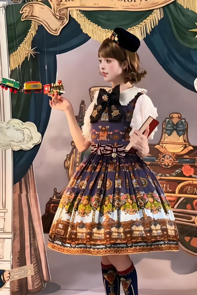Drunk Coco The Train to Fairy Tale Town Lolita Hat Tie and Socks