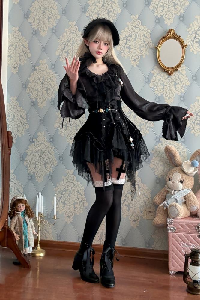 Bone Garden Gothic Lolita Blouse Prints Skirt and Girdle