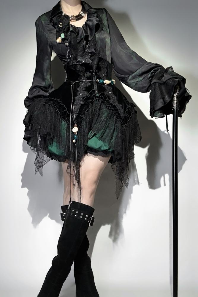 Bone Garden Gothic Lolita Tote Bag Waist Chain and Corsage