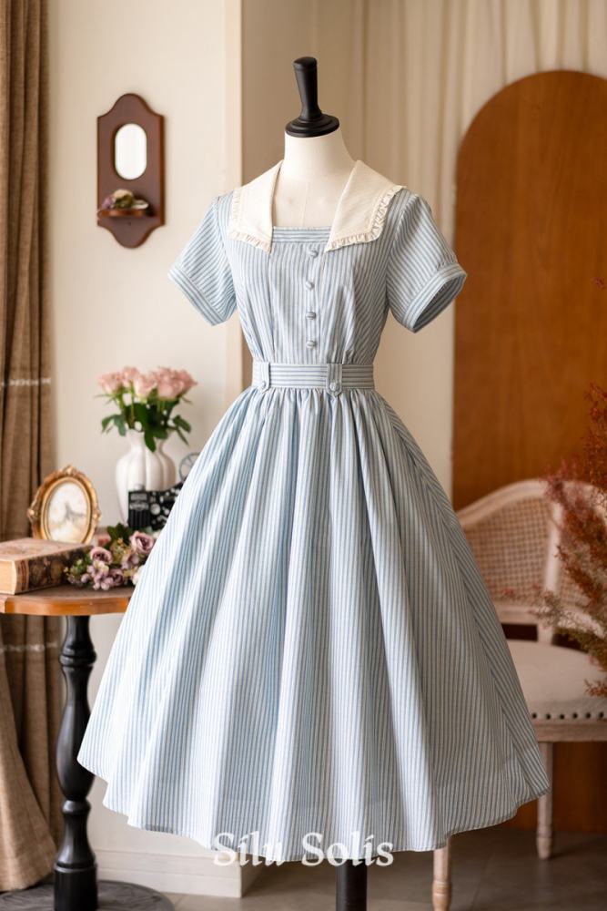 Forest Wardrobe Retro French Stripes One Piece Dress