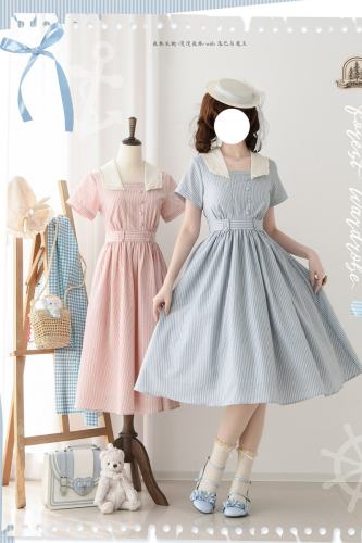 Forest Wardrobe Retro French Stripes One Piece Dress