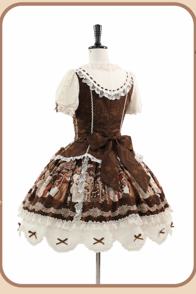 Alice Girl Bear Symphony Retro Prints Lolita JSK and OP