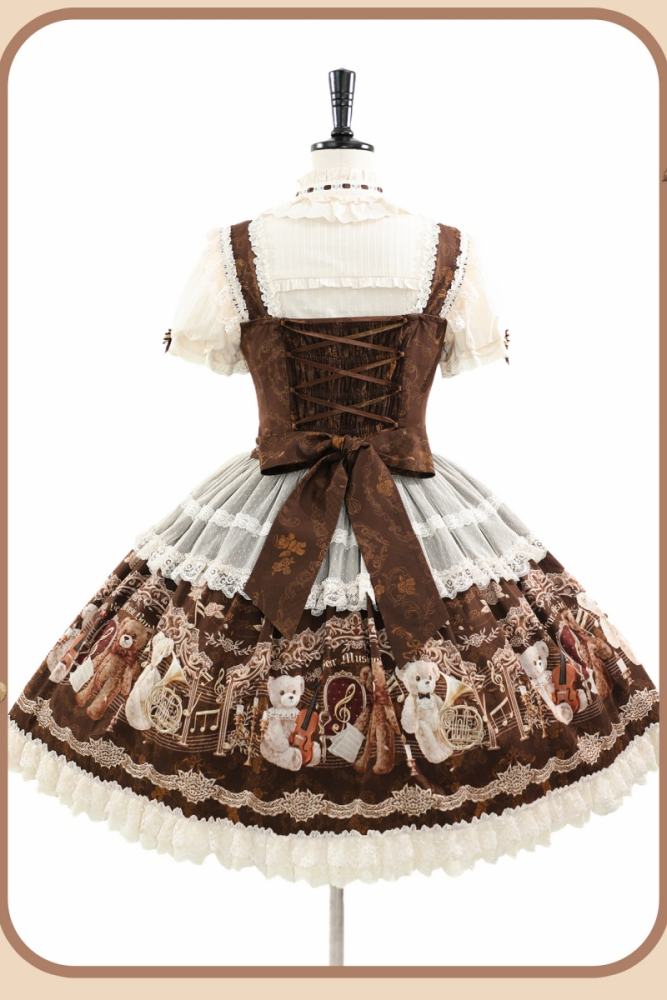 Alice Girl Bear Symphony Retro Lolita Blouse and Extended Sleeves