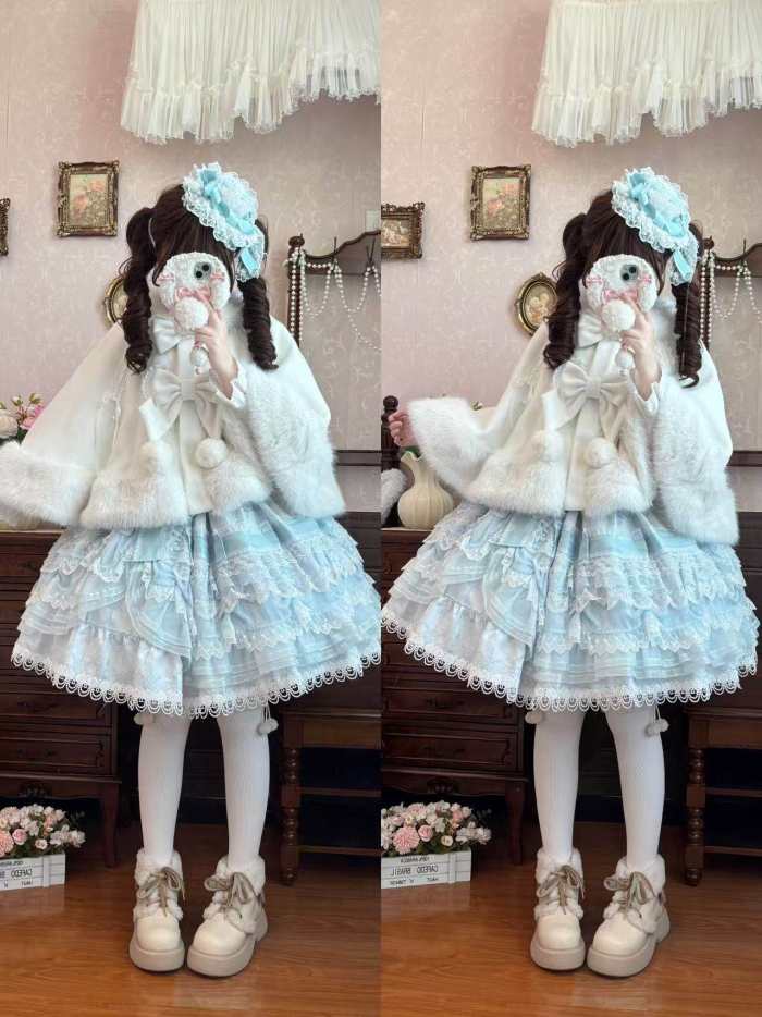 Cat and Starlight Small Snowball Lolita Cape 4 Colors