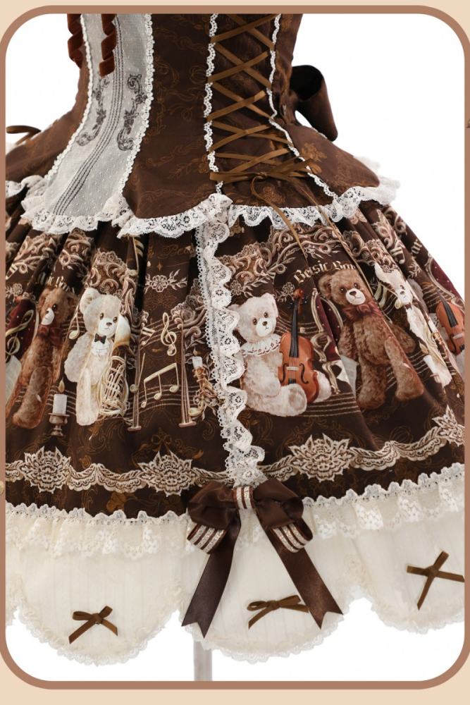 Alice Girl Bear Symphony Retro Prints Lolita JSK and OP