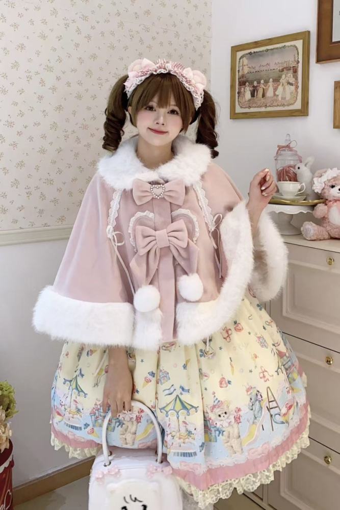 Cat and Starlight Small Snowball Lolita Cape 4 Colors