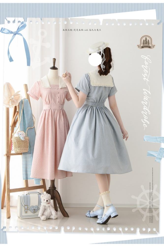 Forest Wardrobe Retro French Stripes One Piece Dress