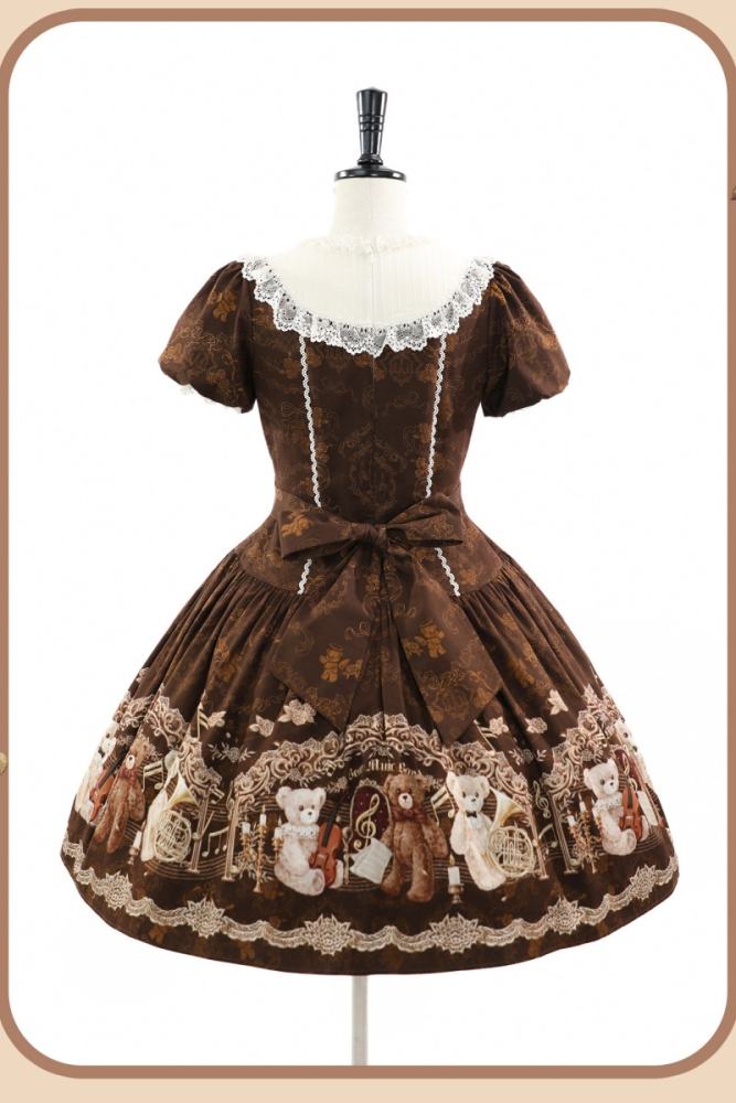 Alice Girl Bear Symphony Retro Prints Lolita JSK and OP