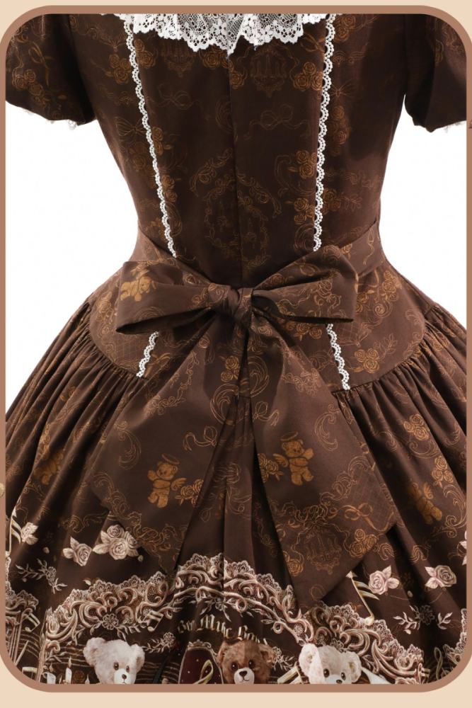 Alice Girl Bear Symphony Retro Prints Lolita JSK and OP