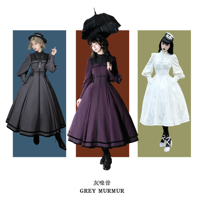 Grey Murmur Raven Messenger Gothic Plus Size Lolita OP 4 Colors