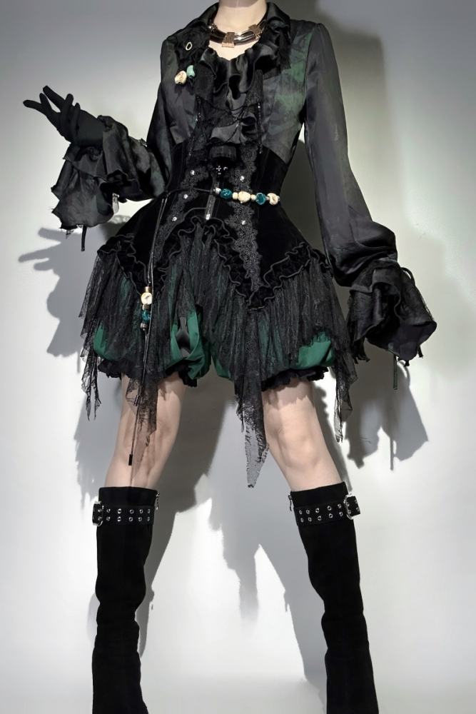 Bone Garden Gothic Lolita Tote Bag Waist Chain and Corsage