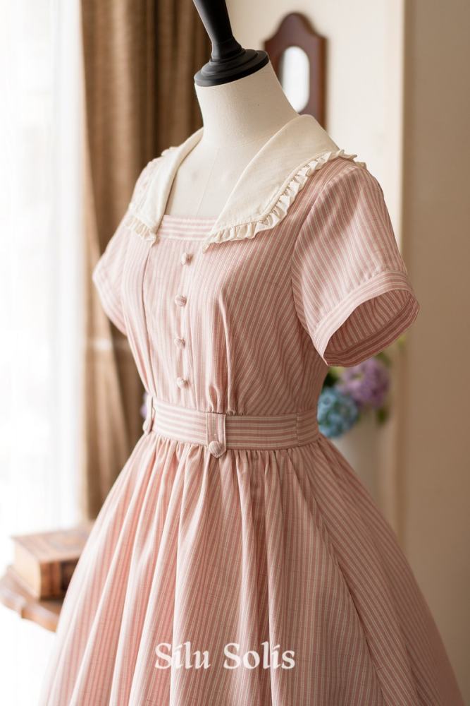 Forest Wardrobe Retro French Stripes One Piece Dress