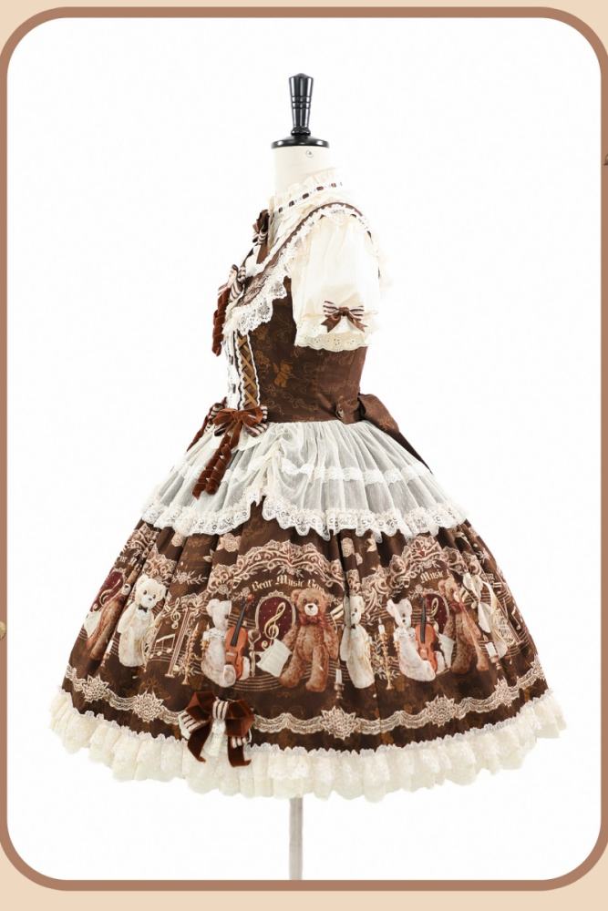 Alice Girl Bear Symphony Retro Lolita Blouse and Extended Sleeves