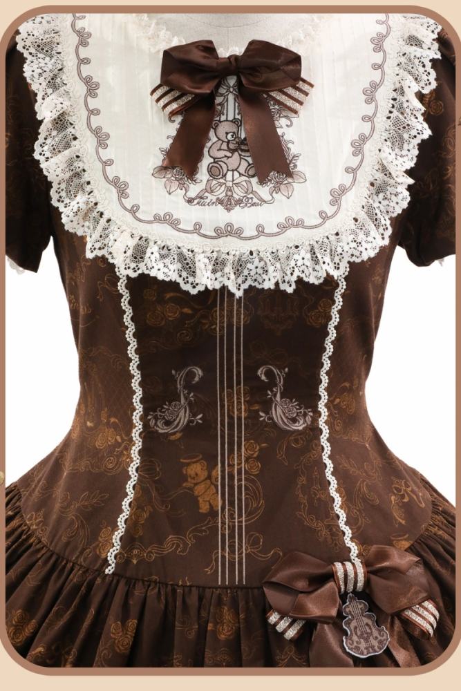 Alice Girl Bear Symphony Retro Prints Lolita JSK and OP