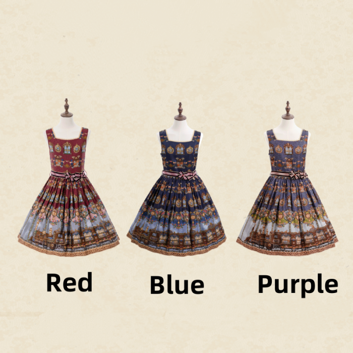 Drunk Coco The Train to Fairy Tale Town Prints Lolita JSK and OP
