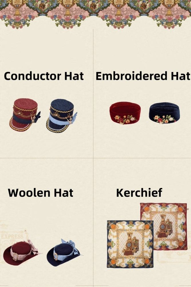 Drunk Coco The Train to Fairy Tale Town Lolita Hat Tie and Socks
