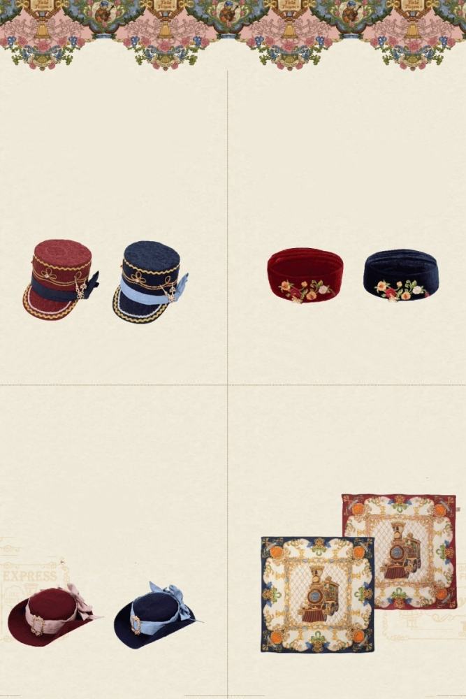 Drunk Coco The Train to Fairy Tale Town Lolita Hat Tie and Socks
