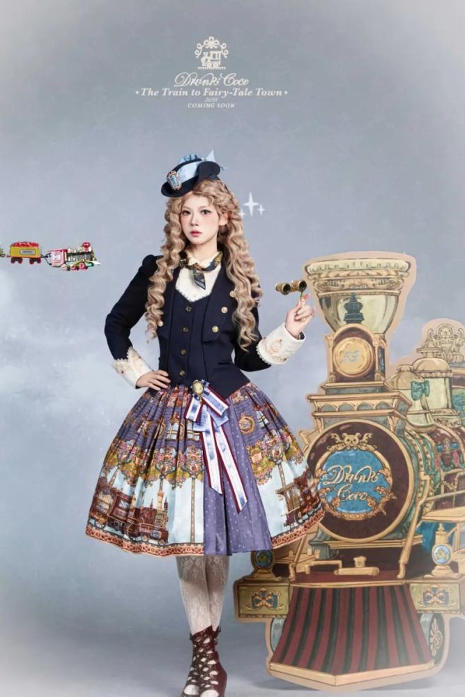 Drunk Coco The Train to Fairy Tale Town Lolita SK Blouse and Coat