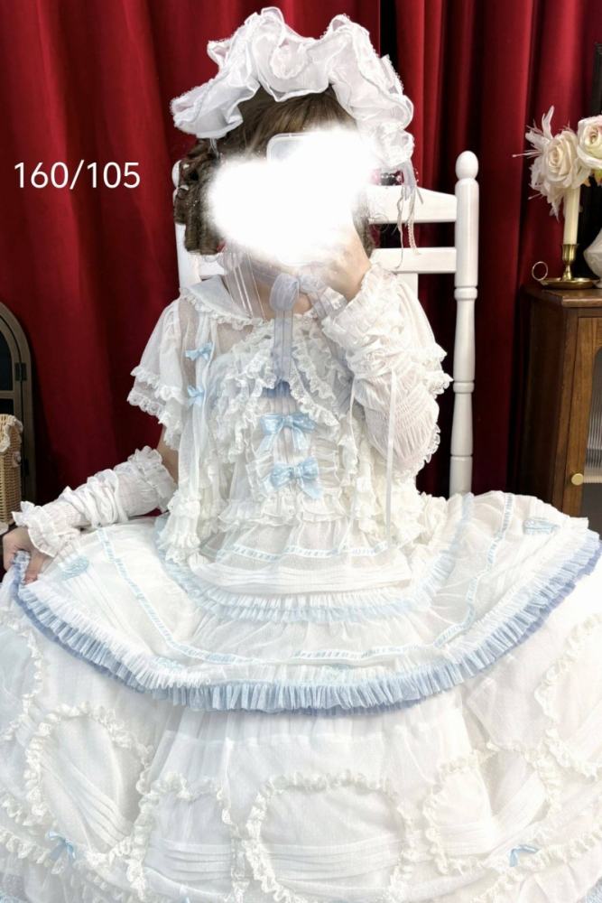 Seaside Rabbit Dot Tulle Tiered Classic Lolita JSK and Cardigan