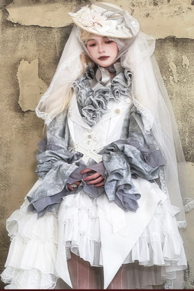 ZJ Story The Genesis and The Last Century Ouji Lolita Blouse Vest SK and Long Trousers
