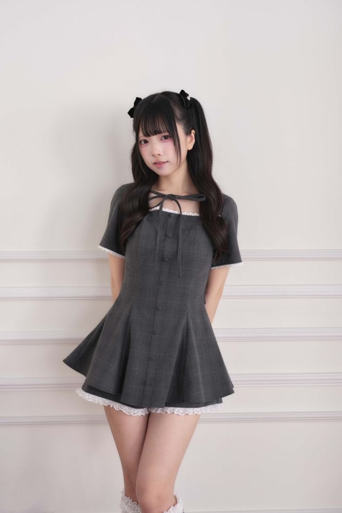 NoGenki Lacework Plaid Jirai Kei Dress
