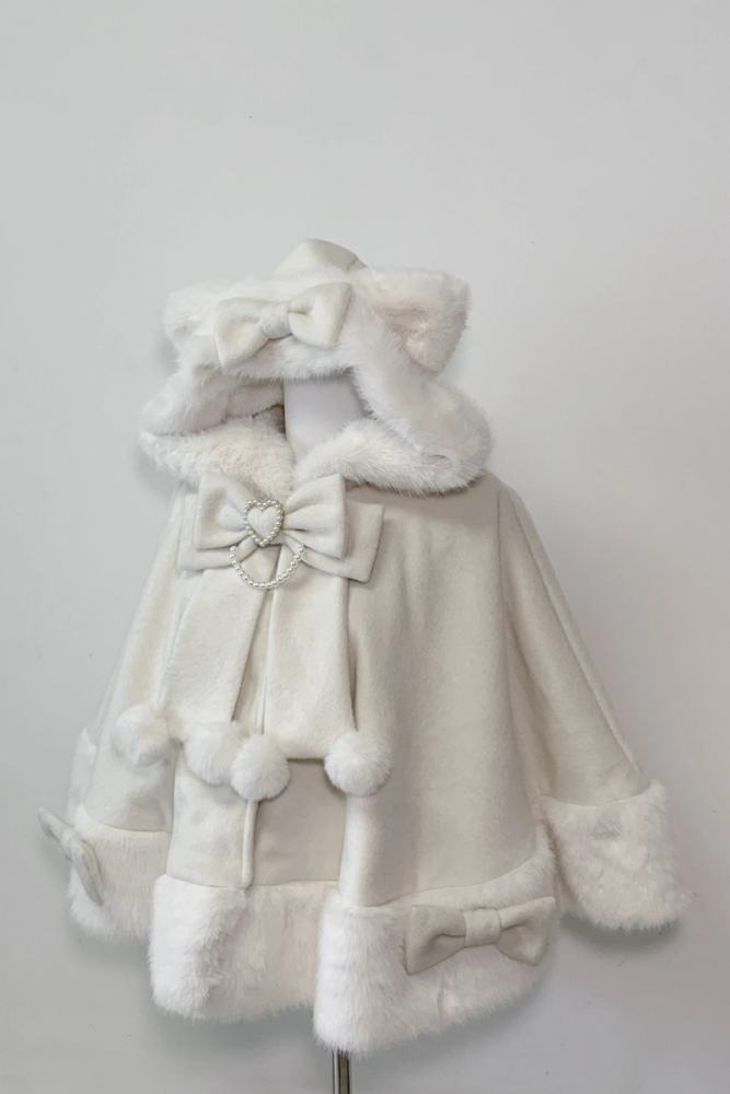 Pink Rabbit Snowball Cat Ears Hood Jirai Kei Cape 3 Colors