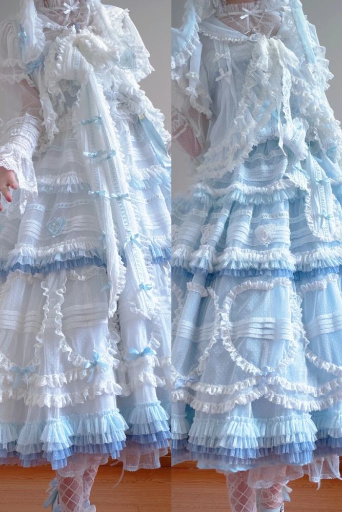 Seaside Rabbit Dot Tulle Tiered Classic Lolita JSK and Cardigan