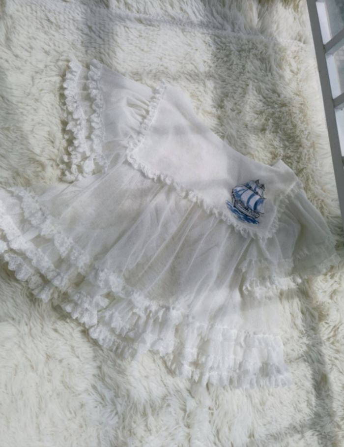 Seaside Rabbit Dot Tulle Tiered Classic Lolita JSK and Cardigan