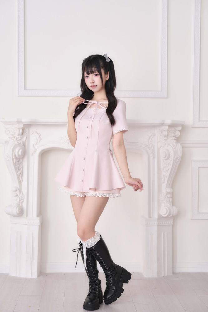 NoGenki Lacework Plaid Jirai Kei Dress