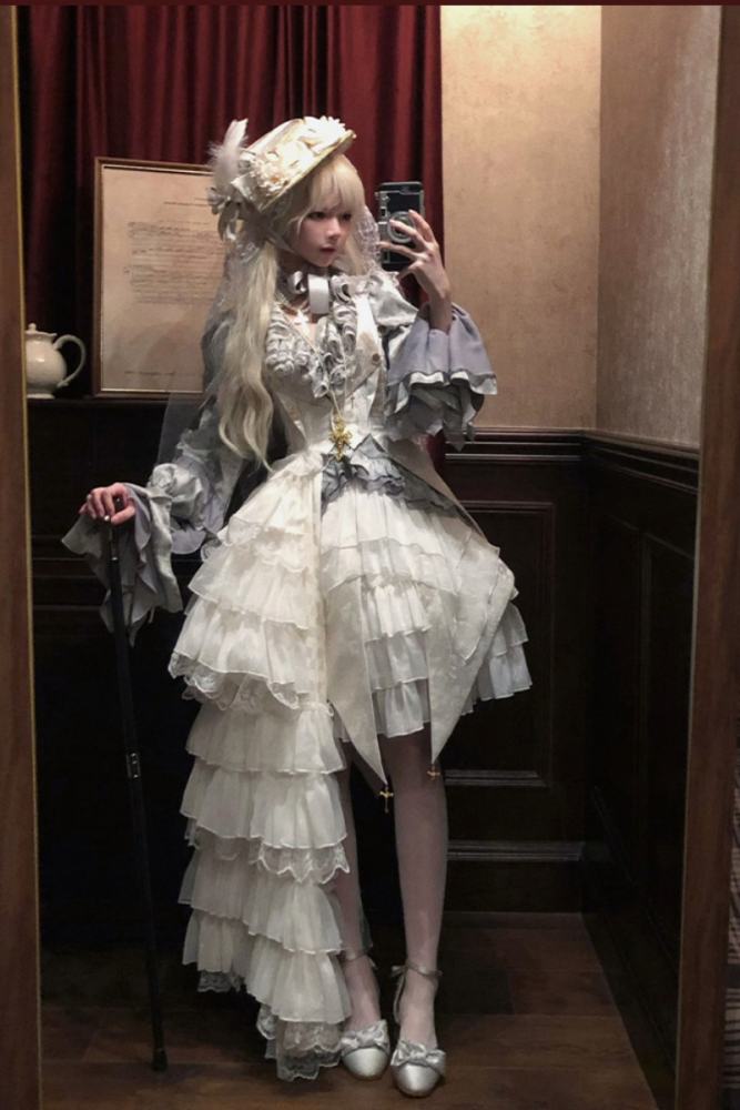 ZJ Story The Genesis and The Last Century Ouji Lolita Blouse Vest SK and Long Trousers