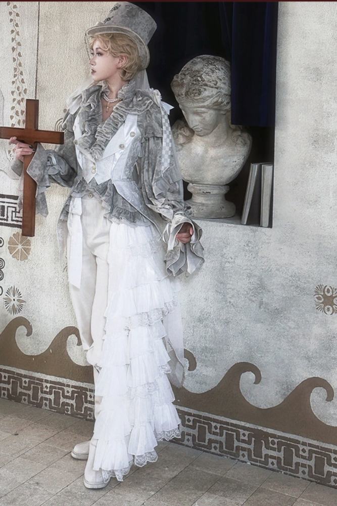 ZJ Story The Genesis and The Last Century Ouji Lolita Blouse Vest SK and Long Trousers